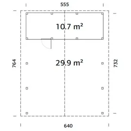 Palmako Carport Robert 5,55 x 3,63 m transparent mit Geräteraum