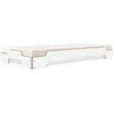 Stapelliege Müller Möbelwerkstätten weiß mit Birkenmultiplexkante, Designer Rolf Heide, 23x93 cm