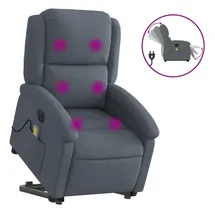 vidaXL Massagesessel mit Aufstehhilfe Elektrisch Dunkelgrau Samt