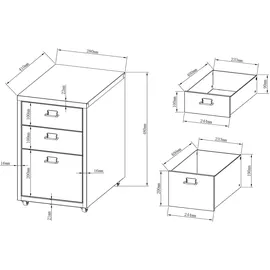[en.casa] Kökar Rollcontainer 48 x 28 x 41 cm Weiß
