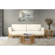 WoodMan Couchtisch WOODMAN "Drum, Breite/Tiefe/Höhe: 83/83/42 cm", braun (eichefarben), B:83cm H:42cm T:83cm, Tische, Couchtisch, Holzfurnier aus Eiche, Sproßen aus massiver Eiche, FSC