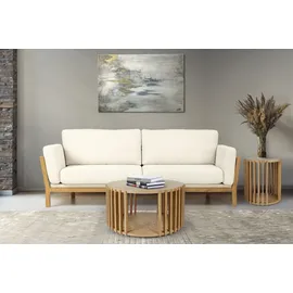 WoodMan Couchtisch WOODMAN "Drum, Breite/Tiefe/Höhe: 83/83/42 cm", braun (eichefarben), B:83cm H:42cm T:83cm, Tische, Couchtisch, Holzfurnier aus Eiche, Sproßen aus massiver Eiche, FSC