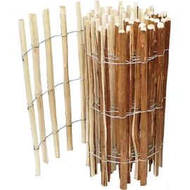 H4L Staketenzaun Holzzaun 100cm Höhe Haselnuss Zaun 5m Länge, Gartenzaun, 4-6cm Lattenabstand