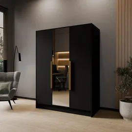 WFL GROUP Drehtürenschrank Mono Lux 150 x 200 x 51 cm Schwarz