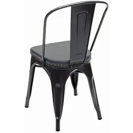 Mendler 2er-Set Esszimmerstuhl HWC-H10e, Küchenstuhl Stuhl Chesterfield Metall Kunstleder Industrial Gastronomie ~ schwarz-grau