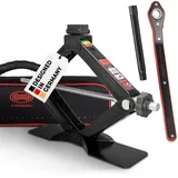 HEYNER® Scherenwagenheber 2t mit Ratsche für Wagenheber inkl. Tasche und Gummiauflage, passend für BMW, TÜV & GS