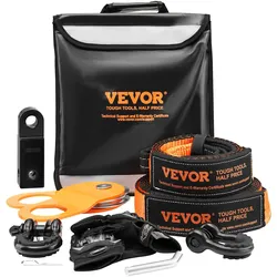 VEVOR Seilwinden-Bergungsset, Abschleppgurt, Schäkel, Notfallset, 7,6 cm x 9,6 m, 30.000 lbs, 8 Stück