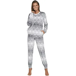 Italian Fashion Hausanzug Damen Kuschelig | Fleece Schlafanzug Damen mit Kuschelhose | Stilvolle Frauen Hausanzug 2-Teilig | Softes und Warmer Lounge Set S-XXL - M