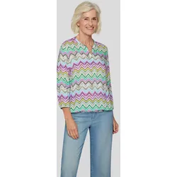 Klassische Bluse RABE "Rabe Modische Bluse mit Zickzack-Muster", Damen, Gr. 46, grün, 100%Viskose, feminin, gerade, 3/4-Ärmel, Blusen