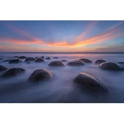 Fototapete PAPERMOON "Photo-Art APRIL XIE, SONNENUNTERGANG AM BOWLING-BALL-STRAND", bunt, B:4,50m L:2,80m, Vlies, Tapeten