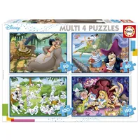 Educa - Kinderpuzzle Disney Klassiker | 4in1 Puzzleset 50/80/100/150 Teile | Peter Pan, Dschungelbuch, Disney | ab 5 Jahren (18105)