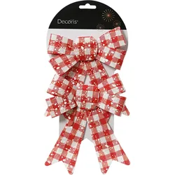 Schleifen 17cm Kariert 2er Set Geschenkschleifen Weihnachtsschleifen Dekoschleifen festliche Dekoration Weihnachten Hochzeit rot weiß