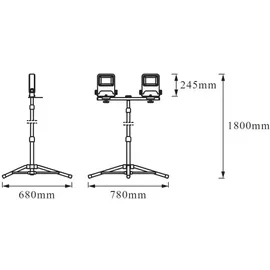 Osram Worklights Tripod, Arbeitslicht mit 2x50W Strahler und Stativ, 4000K, 2x4500 Lumen