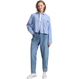 Tom Tailor DENIM Damen TTADEA BARREL Jeans mit Gürtel, blau, Uni, Gr. L
