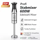Stabmixer 600W Edelstahl Mixer Pürierstab Turbo Handmixer Smoothie Küche