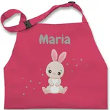 Kinderschürze Schürze Kinder Jungen Mädchen - Süßer Hase Hasen Hasenmotiv Rabbit Langohr - 2-6 Jahre - Pink - motiv ostern personalisierter und name osterhasen osterhase oster osterngeschenke - 2-6 Jahre