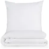 Blumtal Bettwäsche 140x200cm + 80x80cm - Mikrofaser Bettwäsche Set - Mikrofaser Bettbezug bis 95 °C - Deckenbezug + Kissenbezug 2-teilig - Sommerbettwäsche Weiß