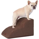 EHEYCIGA Hundetreppe für Kleine Hunde 30 cm Hoch, Haustiertreppe für Sofa Bett, Treppe für Hunde aus Hochdichtem Schwamm, Hunderampe mit Waschbarem Bezug und Rutschfestem Boden, 2 Stufen, Braun