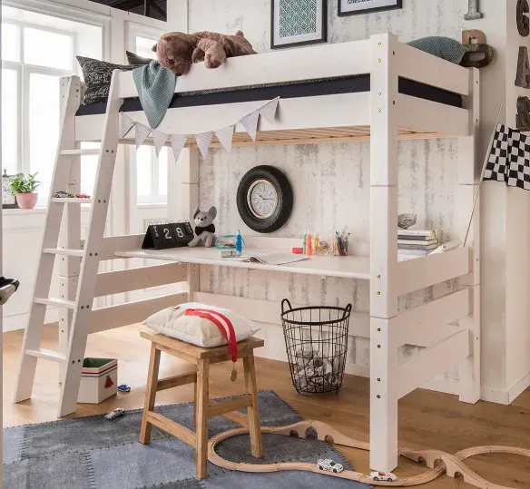Tobykids Hochbett 90x200cm inkl. Rollrost und kleiner Absturzsicherung, VERSANDKOSTENFREI