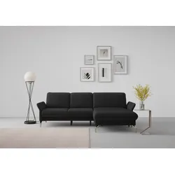 Ecksofa SIT & MORE "Fashion L-Form", schwarz, B:253cm H:84cm T:165cm, Sofas, wahlweise mit Kopfteilverstellung, Vorziehsitz, motorisch, Nickelfüße