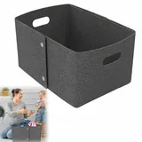 HENGMEI 2 Stück Filz Korb Aufbewahrung Aufbewahrungskorb Filztaschen Kaminholztasche Faltbar Filzkorb Felt Storage Basket Aufbewahrungsbox Filz Organizer für Regale Schränke Haus Büro, Dunkelgrau