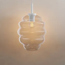s.luce Echos Glas-Hängelampe Aufhängung 150cm Weiß