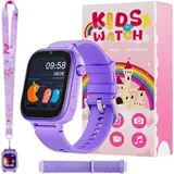 4G Kinder Smartwatch mit GPS und Anrufe, Armbanduhr Kinder Junge mädchen,mit Video Phone Call, Nachrichten, Schulmodus, SOS, Spiele Funktion,Lila - Lila