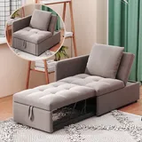 1-sitzer-schlafsessel – 3-in-1-schlafsofa Mit Verstellbarer Rückenlehne – Einfache Chaiselongue – Leinenstoff – Grau