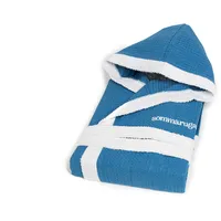 Bee Bademantel aus Wabenstruktur aus 100 % Baumwoll-Frottee mit Kapuze – Unisex – Sommaruga für BeeYourHome (Hellblau-L) - L