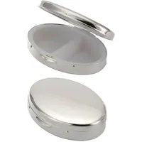 SILBERKANNE Pillendose Oval Versilbert – Edle Tablettenbox mit 2 Fächern – Silber Plated 6,5x4,5cm – Premium Pillenetui für Unterwegs