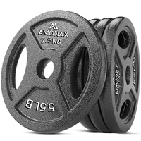 Amonax Hantelscheiben Set, 2,5kg, 5kg, 10kg Hantel Set für 25mm Gewichte Hantel Bar, Metall Hantelscheiben für Gewichtheben und Hip Thrust, hantelscheiben gusseisen für das Home Gym