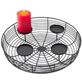 Spetebo Adventskranz Metall Gitter schwarz für 4 Kerzen - 36 cm, für Kugel- und Stumpenkerzen bis ca. 7 cm Durchmesser