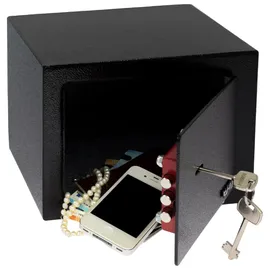 HMF 49216-02 Tresor mit Schlüssel, Möbeltresor klein 23 x 17 x 17 cm, Schwarz