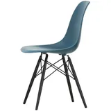 Vitra - Eames Plastic Side Chair DSW RE, Ahorn schwarz / meerblau (Filzgleiter basic dark)
