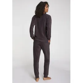 VIVANCE Pyjama VIVANCE DREAMS, Damen, Gr. 40/42, blau (dunkelblau), Frottee, Obermaterial: 80% Baumwolle, 20% Polyester, unifarben, Basic lang, Rundhals, angesetztes Bündchen, Homewear-Sets Pyjama, in schöner Frottee-Qualität