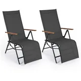 COSTWAY Gartenliege, 2 St., wetterfeste Relaxliege, Liegestuhl, Sonnenliege klappbar