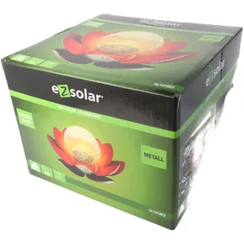 ez solar Dekorative Solar Lotusblüte Metall mit Glaskugel 2x Ersatzakku