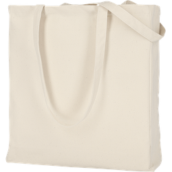 stabile Canvas Baumwolltasche | mit zwei langen Henkeln, Boden- und Seitenfalte | 38x42cm | Jutebeutel | Einkaufstasche | unbedruckt, natur, 50 Stück
