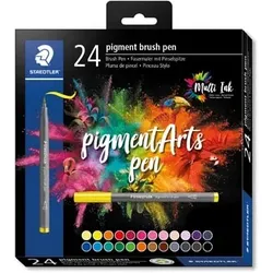 STAEDTLER Pigment Arts Brush Pen, 24 Farben, Mehrfarbig, Rund, Kunststoff, Polypropylen (PP), Tinte auf Wasserbasis, Erwachsene & Kinder