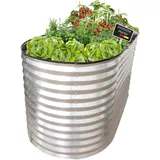 Lemodo Hochbeet Metall oval 160 x 80 x 78 cm Silber