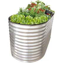 Lemodo Hochbeet Metall oval 160 x 80 x 78 cm Silber