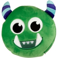 Puckator CUSH223 Relaxeazzz Green Monstarz Monster Runde Plüsch Reisekissen & Augenmaske