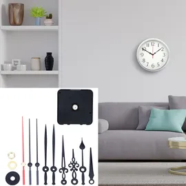 casativo-tech Geräuschloses Uhrwerk Komplettset mit 3 verschiedenen Zeigersätzen, leise schleichende Zeiger ohne Ticken, stabiles Gehäuse, Batteriebetrieb