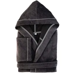 PANA® Frottier Unisex Baumwolle Bademantel mit Kapuze • Saunamantel • Damen Bademantel • Herren Bademantel mit Kapuze • bathrobe men • weiches Material • knielang
