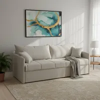 3-sitzer Schlafsofa Avellana, Abziehbar, Waschbar, Made In Italy, Wasserabweisend, Bett Ausziehbar, Matratze & Lattenrost, 205x86 Cm Beige