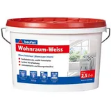 Baufan Wandfarbe Wohnraum-Weiß, weiß, Dispersionsfarbe, matt, 2,5 Liter