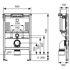 TECE TECEprofil WC-Modul mit Uni 750-Spülkasten, Bauhöhe 750mm,