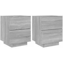 vidaXL Nachttische mit LED-Leuchten 2 Stk. Grau Sonoma Holzwerkstoff