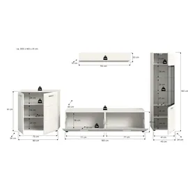 Möbel Kraft Wohnkombination ¦ weiß ¦ Maße (cm): B: 305 H: 160