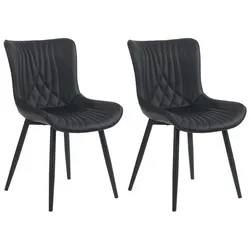 DELUKE® 2er Set Stühle KELCE Kunstleder - 80,5x50x62cm, schwarz, Kunstleder Metall Gestell Stühle EsszimmerstühleEsstisch Stühle Küchenstuhl